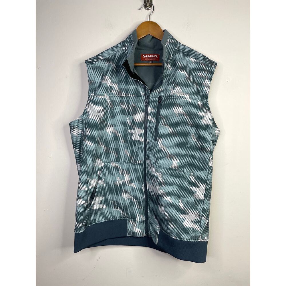 Simms Fishing Rogue Fleece Vest Gray Hex Camo Gorpcore Outdoors Camping Mens XL